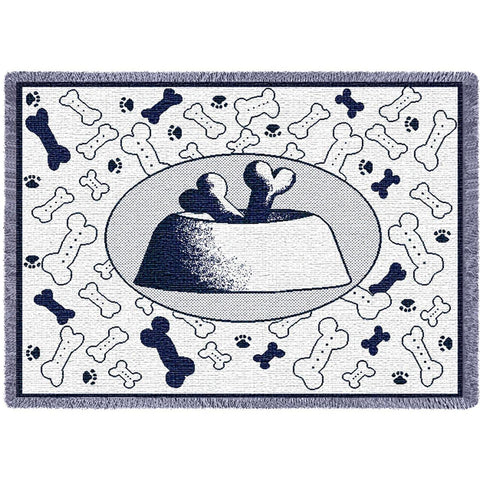 Bones and Bowl Navy Mini Blanket