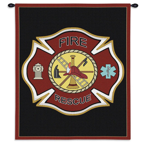 Firefighter Shield Wall Tapestry With Rod