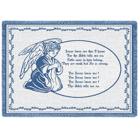 Jesus Loves Me Blue Small Blanket