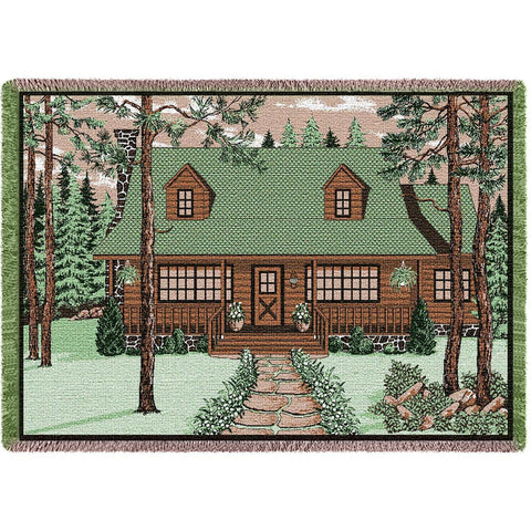 Log Cabin With Sign Blanket