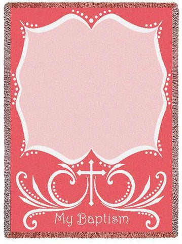 Baptismal Cross Pink Mini Blanket