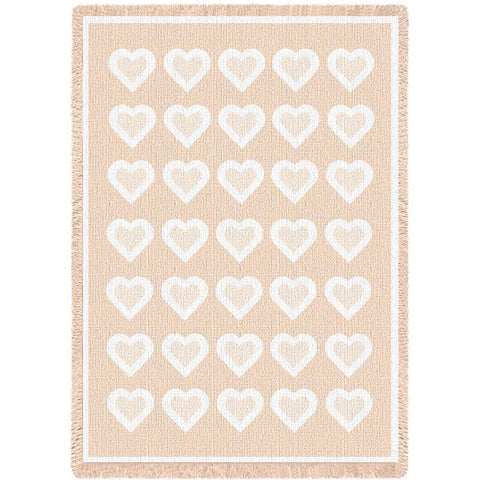 Basketweave Hearts Chenille Natural Blanket