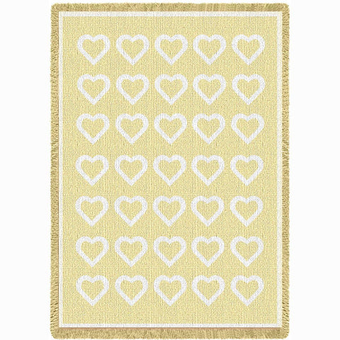 Basketweave Hearts Chenille Natural Mini Blanket