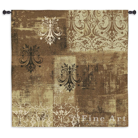Abstract Damask Flax Square Wall Tapestry