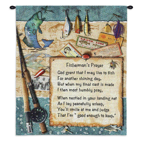 Fishermans Prayer Wall Tapestry With Rod