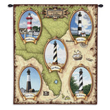 Lighthouses of the Southeast II Wall Tapestry With Rod