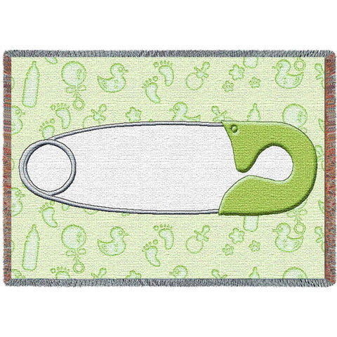 Diaper Pin Green Mini Blanket