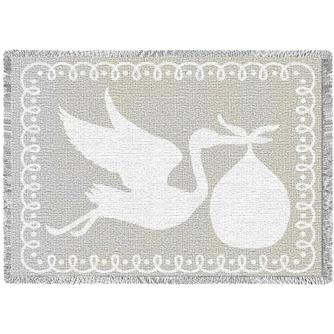 Stork White Natural Small Blanket