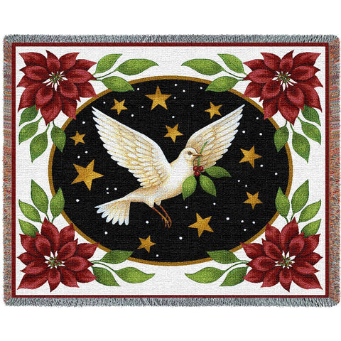 Dove And Poinsettias Blanket