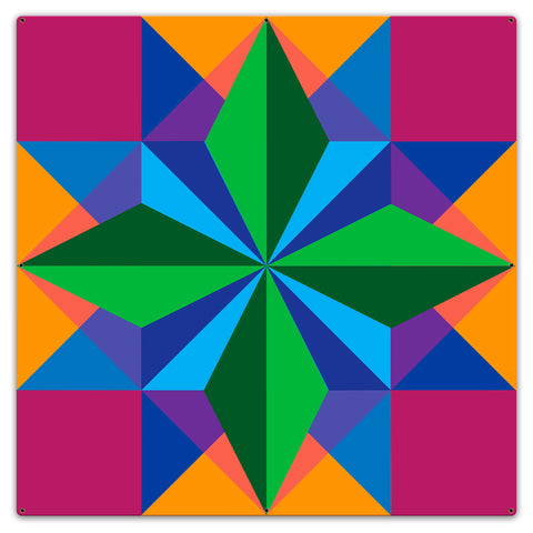 Six Square Design 1 UV Coated Metal Sign