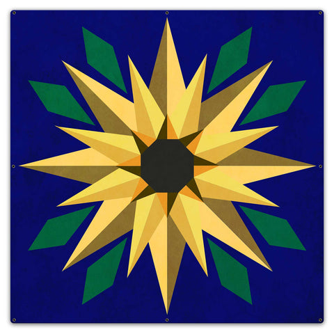 Sunflower Blue Bkgd Metal Sign