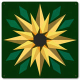 Sunflower Green Bkgd Metal Sign