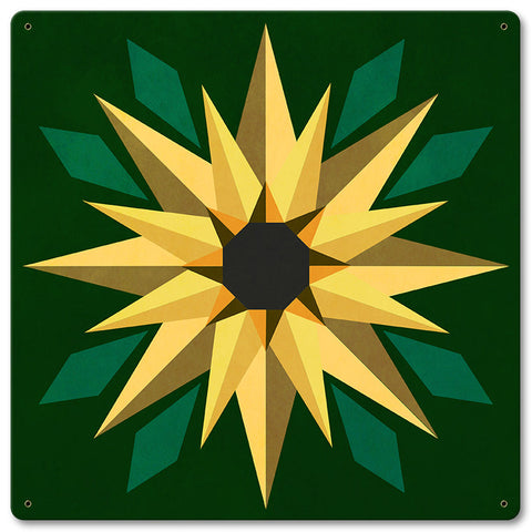 Sunflower Green Bkgd Metal Sign