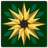 Sunflower Green Bkgd Metal Sign