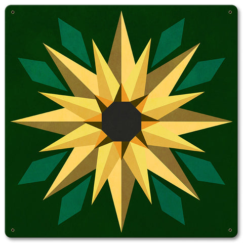Sunflower Green Bkgd Metal Sign