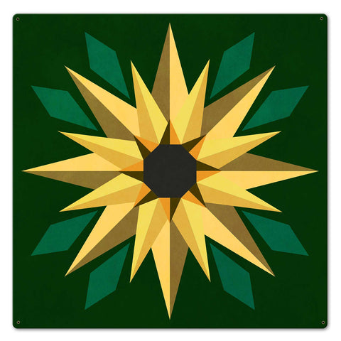 Sunflower Green Bkgd Metal Sign