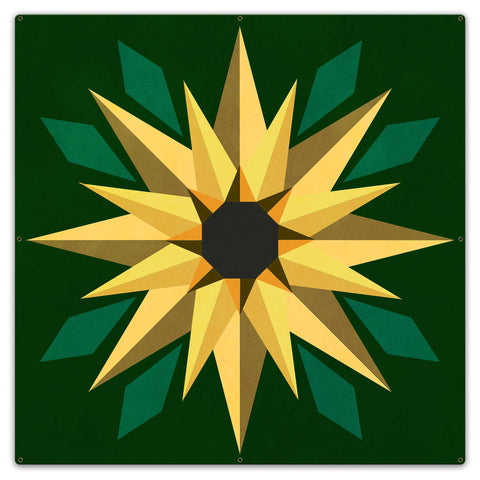 Sunflower Green Bkgd Metal Sign