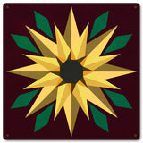 Sunflower Burgundy Bkgd Metal Sign