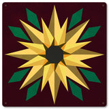 Sunflower Burgundy Bkgd Metal Sign