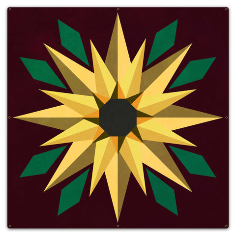Sunflower Burgundy Bkgd Metal Sign