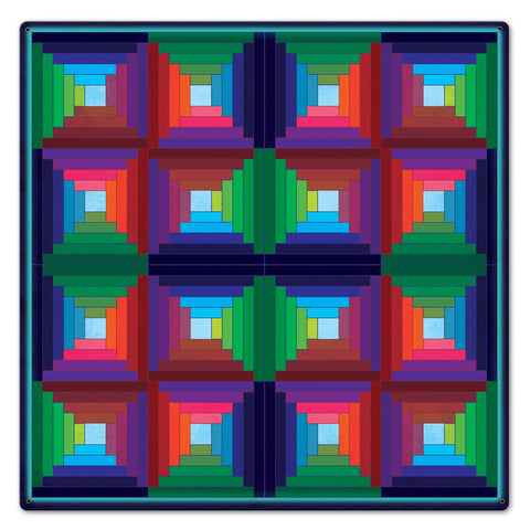 LOG CABIN QUILT 1 Metal Sign