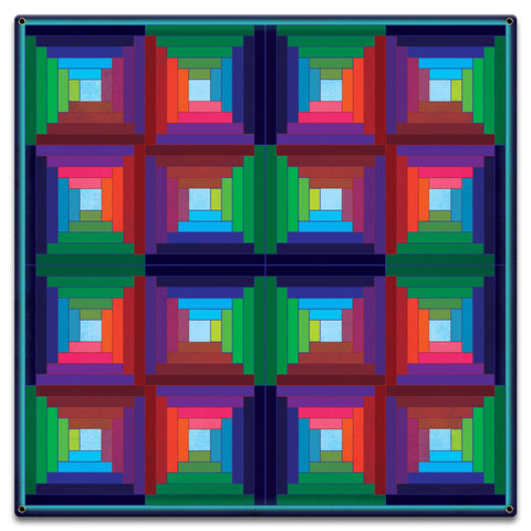 Log Cabin Quilt 1 Metal Sign