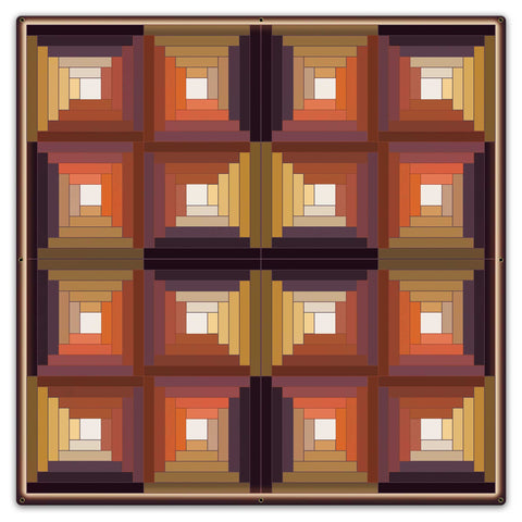 Log Cabin Quilt 2 Metal Sign