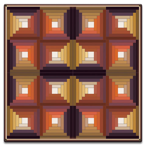 Log Cabin Quilt 2 Metal Sign