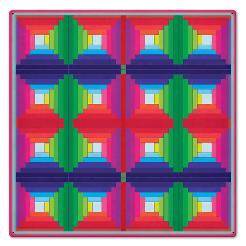 Log Cabin Quilt 3 Metal Sign