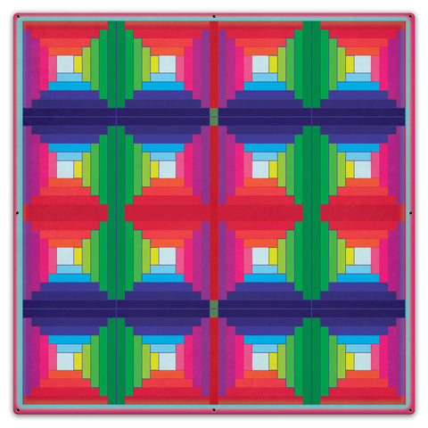 Log Cabin Quilt 3 Metal Sign