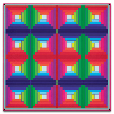 Log Cabin Quilt 3 Metal Sign