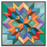 Box Pattern Green Light Bkgd Metal Sign