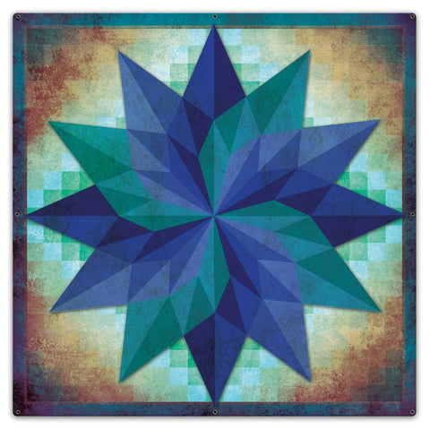 Around The World Starburst Pattern Metal Sign