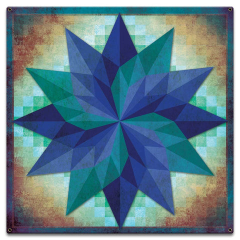 Around The World Starburst Pattern Metal Sign