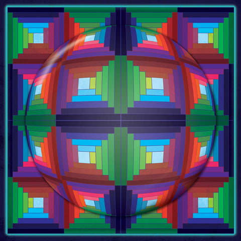 Log Cabin Quilt 1 Sphere Metal Sign