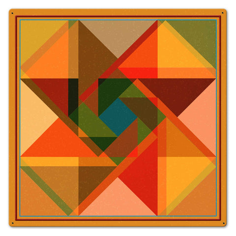 TRIANGLE QUILT OVERLAY Metal Sign