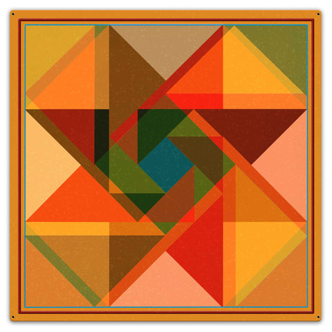 TRIANGLE QUILT OVERLAY Metal Sign