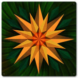 Sunflower Sphere Orange Green Metal Sign