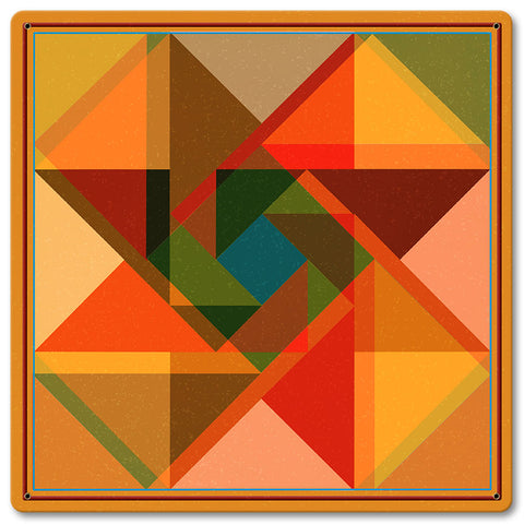 Triangle Quilt Overlay Metal Sign