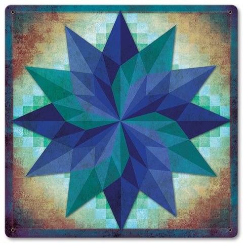 Around The World Starburst Pattern Metal Sign