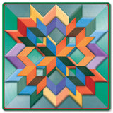 Box Pattern Green Light Bkgd Metal Sign