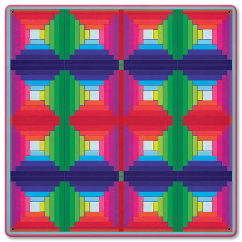 Log Cabin Quilt 3 Metal Sign