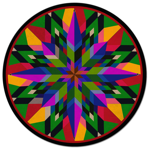16 Point Star Colorful Metal Sign