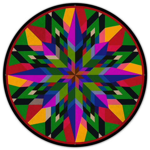 16 Point Star Colorful Metal Sign