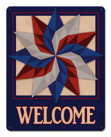 Starburst Design Welcome Metal Sign
