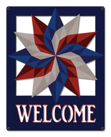 Starburst Design Welcome Metal Sign