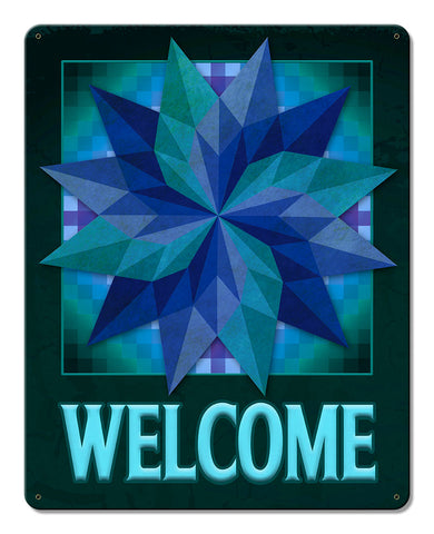 Around The World Starburst Welcome Metal Sign