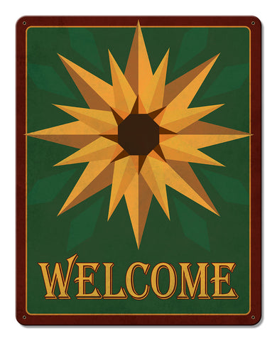 Sunflower Welcome Metal Sign