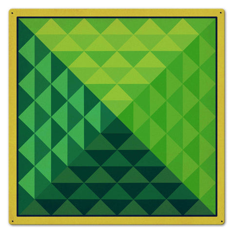 Green Pyramid Quilt Metal Sign