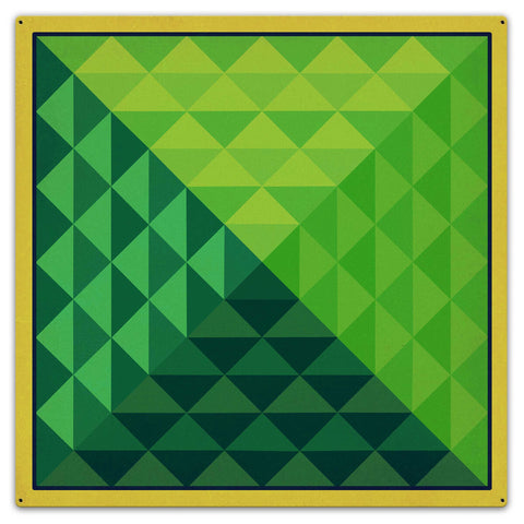 Green Pyramid Quilt Metal Sign